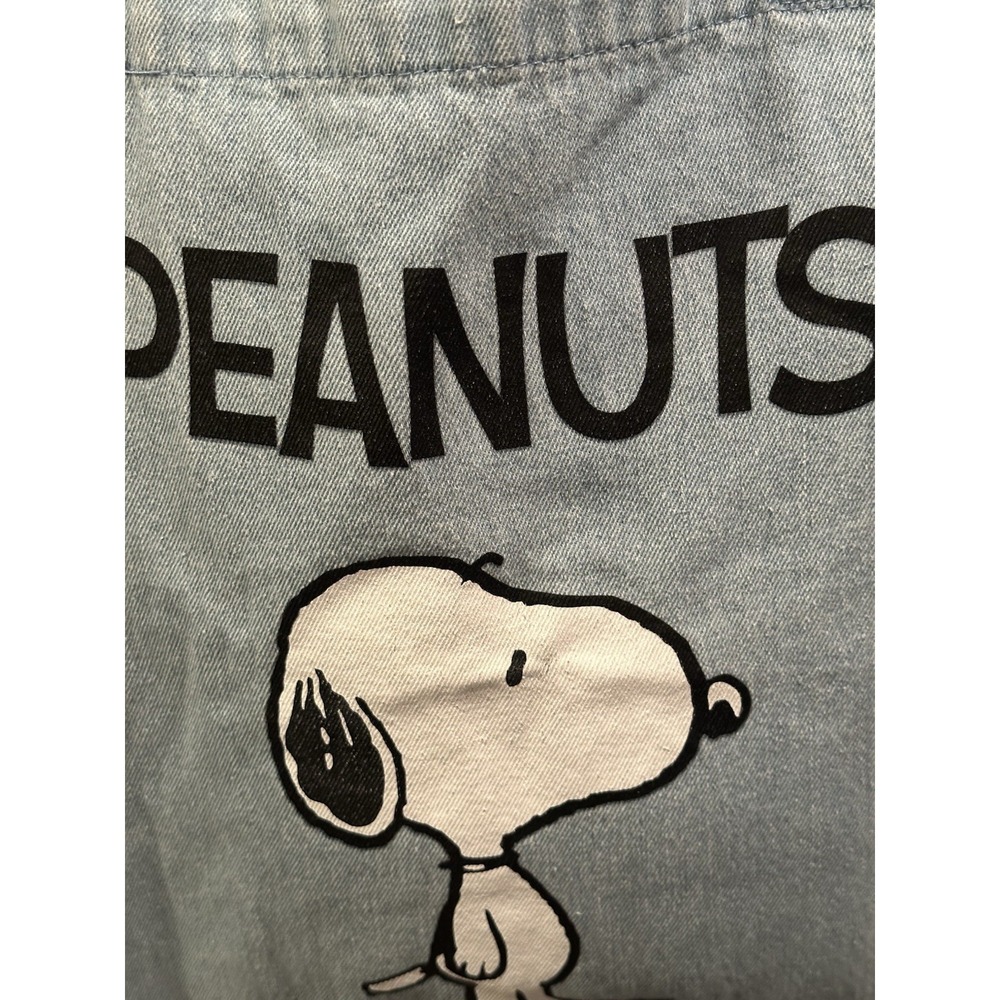 NWOT Peanuts Snoopy Denim Tote/Shopper light Wash Blue 2019 School Work Gym - Picture 5 of 13